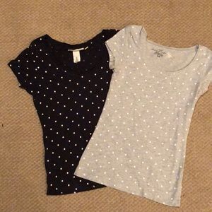 2 Small polka dot T-shirts
